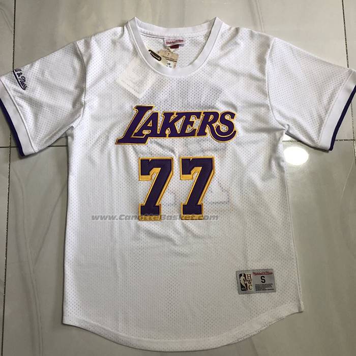 Maglia Manica Corta Los Angeles Lakers Luka Doncic No 77 Bianco